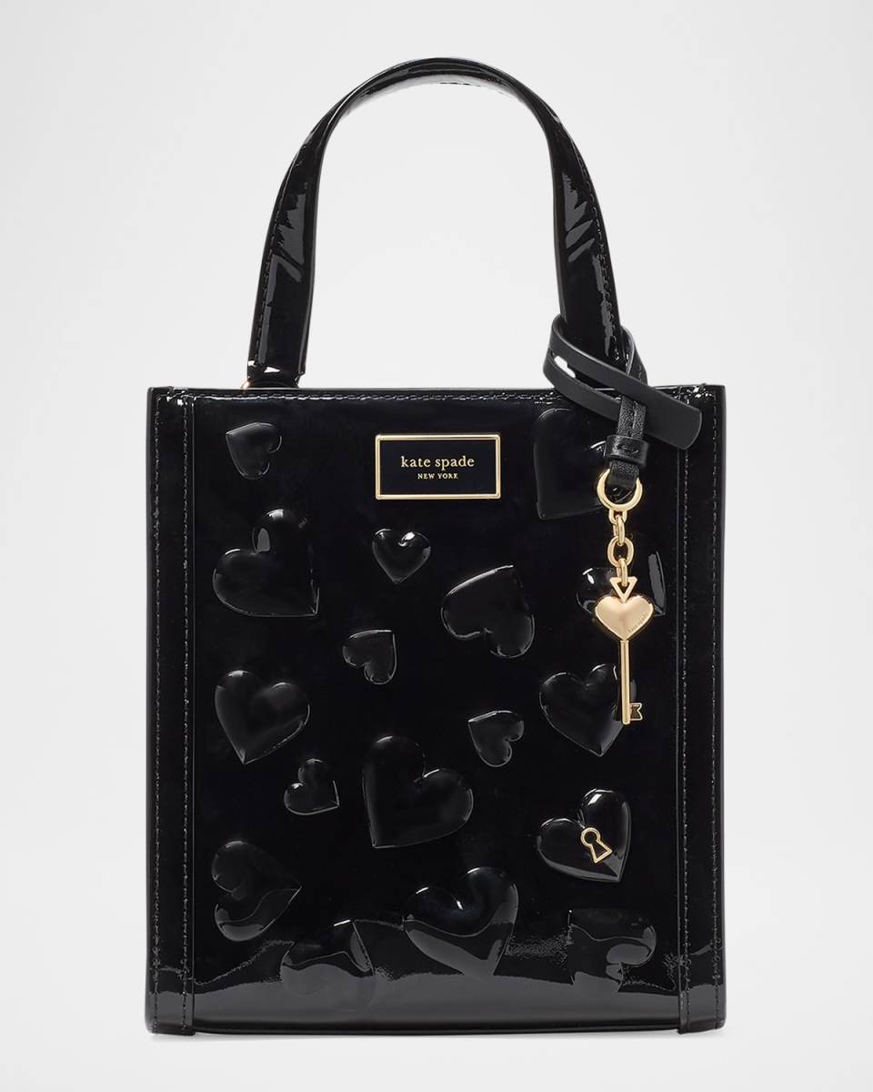 key to my heart mini patent leather tote crossbody bag